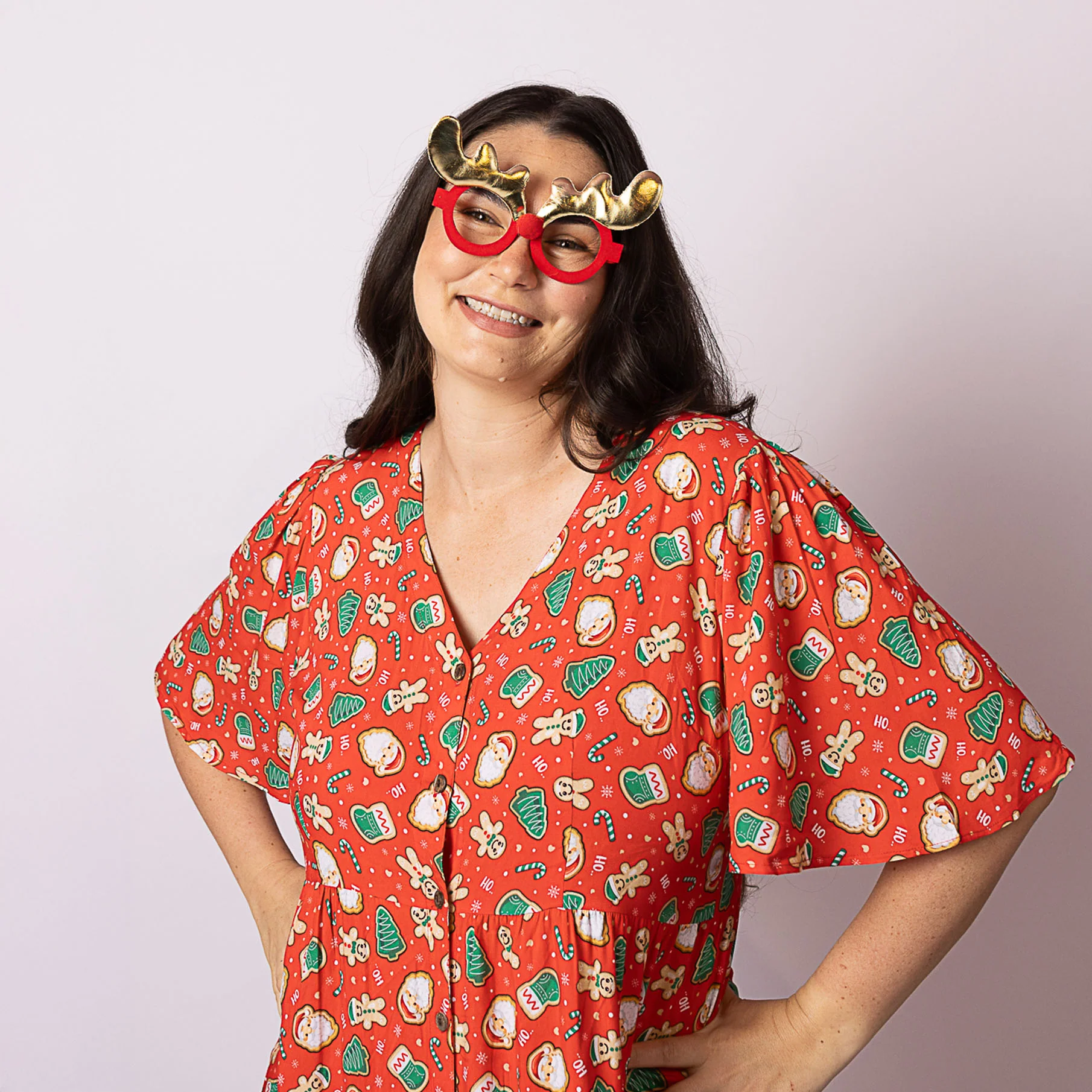Gingerbread Jest Christmas Adult Amelia Dress - Image 4