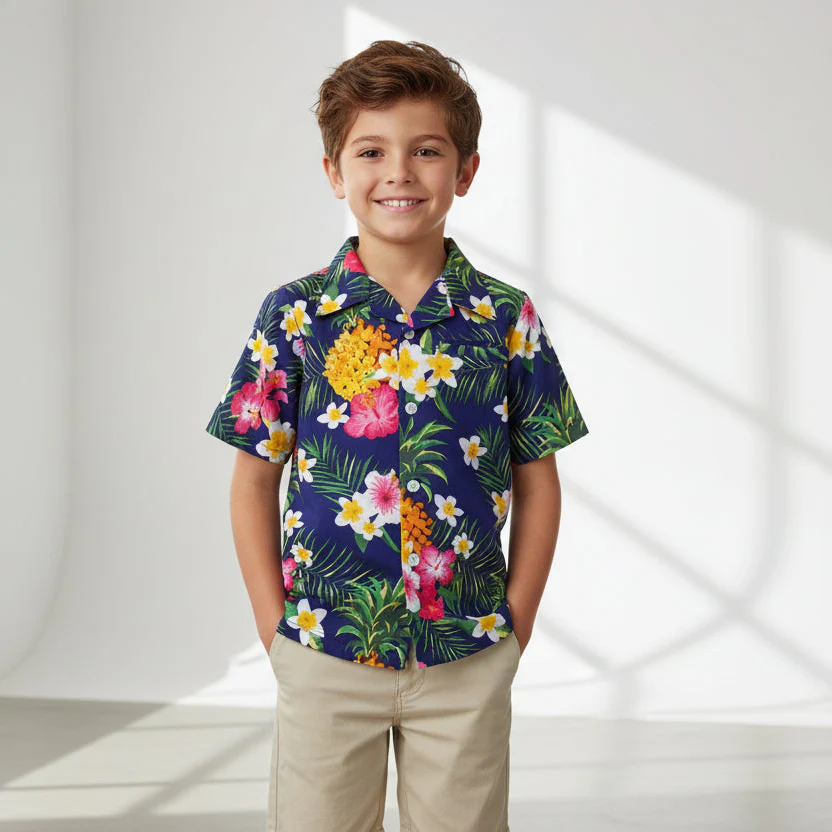 Aloha Navy Kids Shirt - Image 3