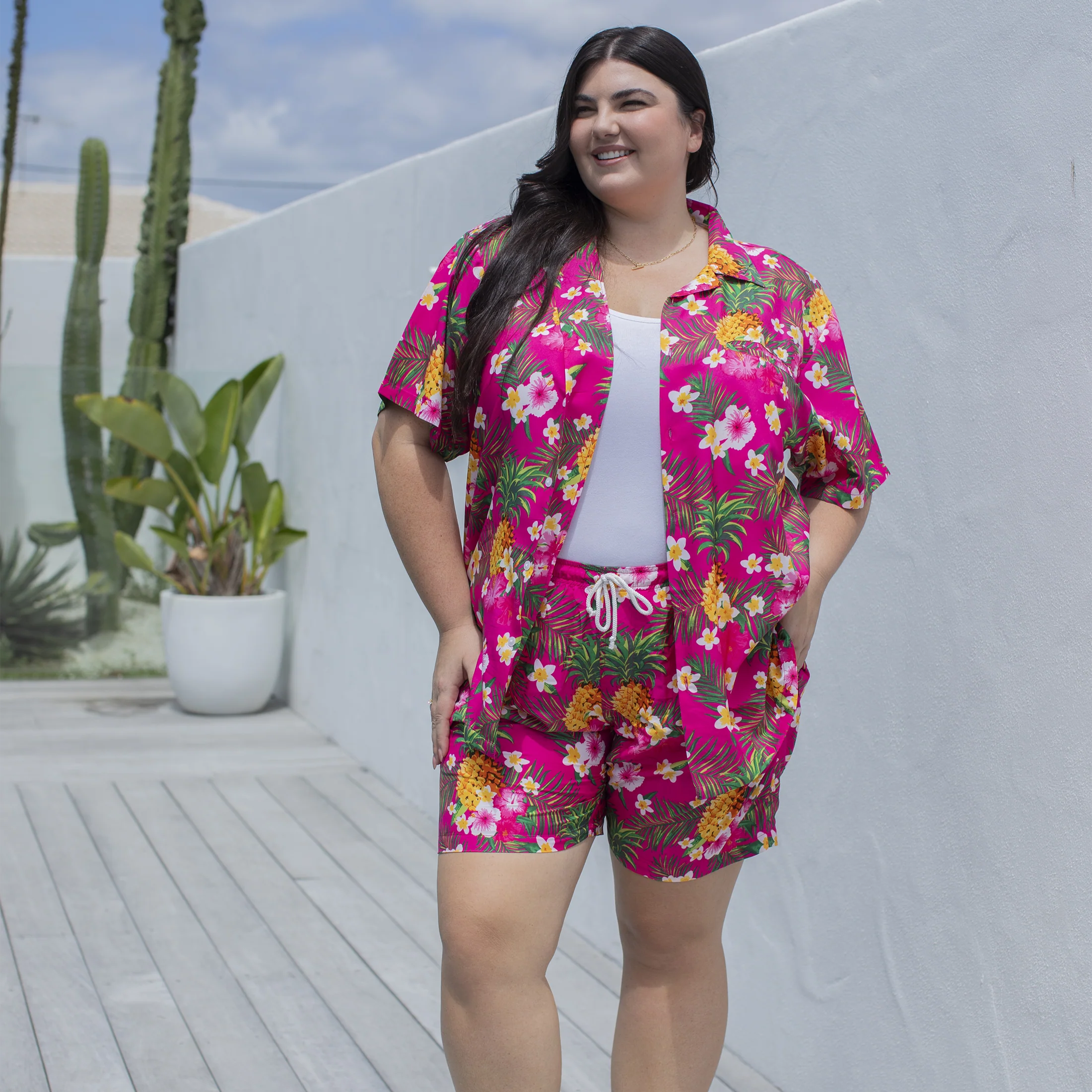 Aloha Pink Adult Shorts - Image 3