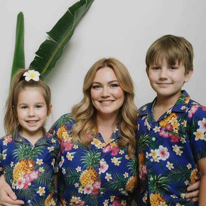 Aloha Pink Kids Hawaiian Shirt and Shorts Set - Image 4