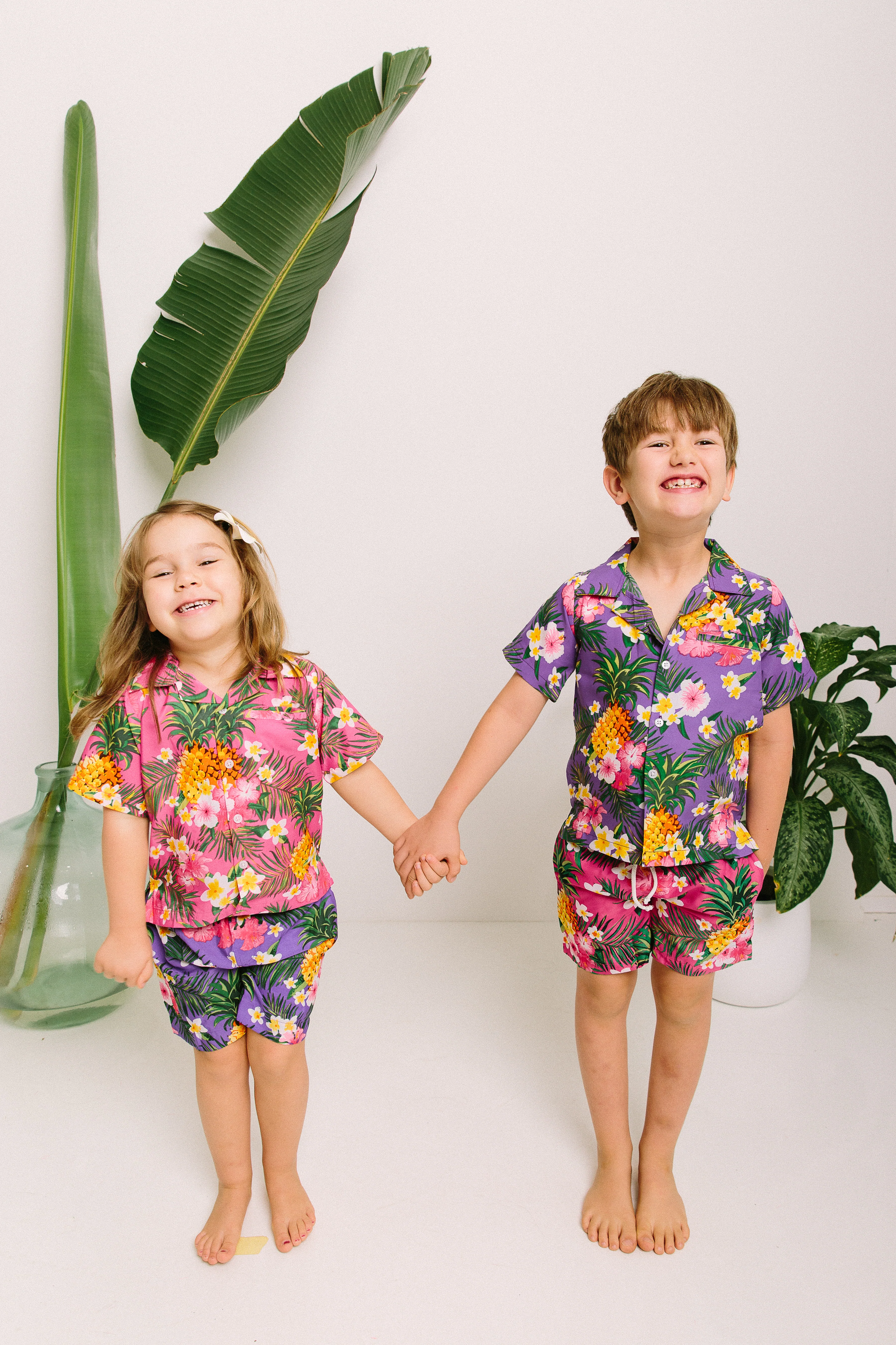Aloha Pink Kids Hawaiian Shirt and Shorts Set - Image 6