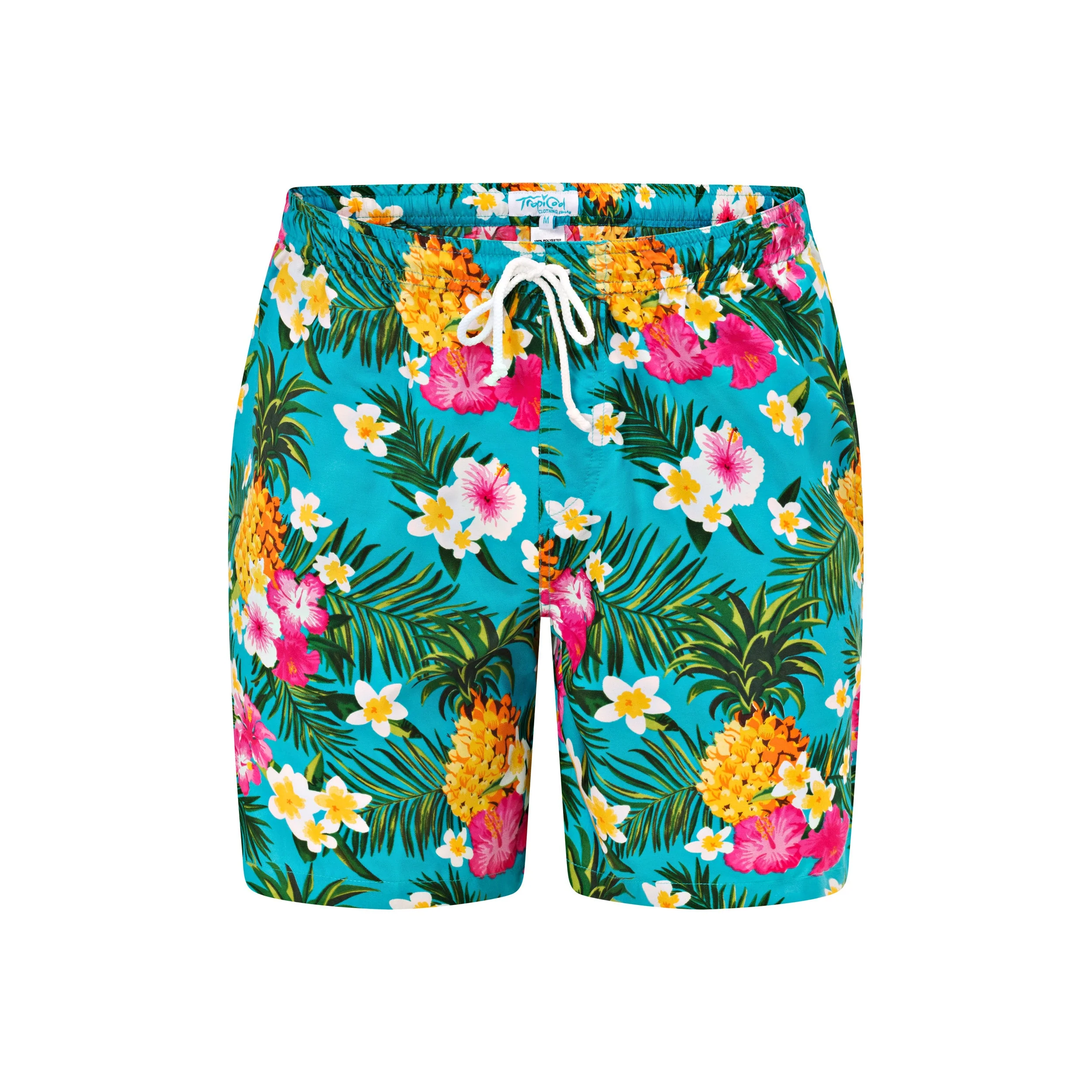 Aloha Turquoise Adult Hawaiian Shirt and Shorts Set - Image 3
