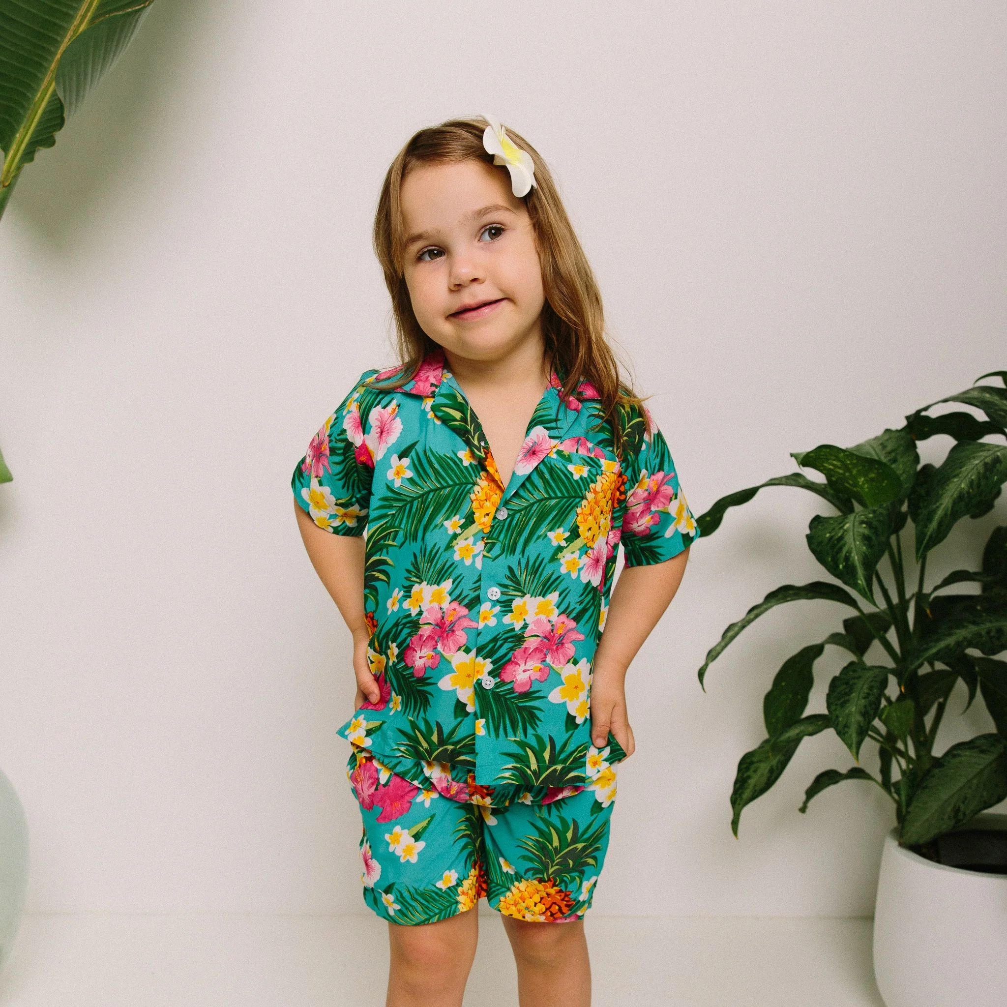 Aloha Turquoise Kids Shorts - Image 4