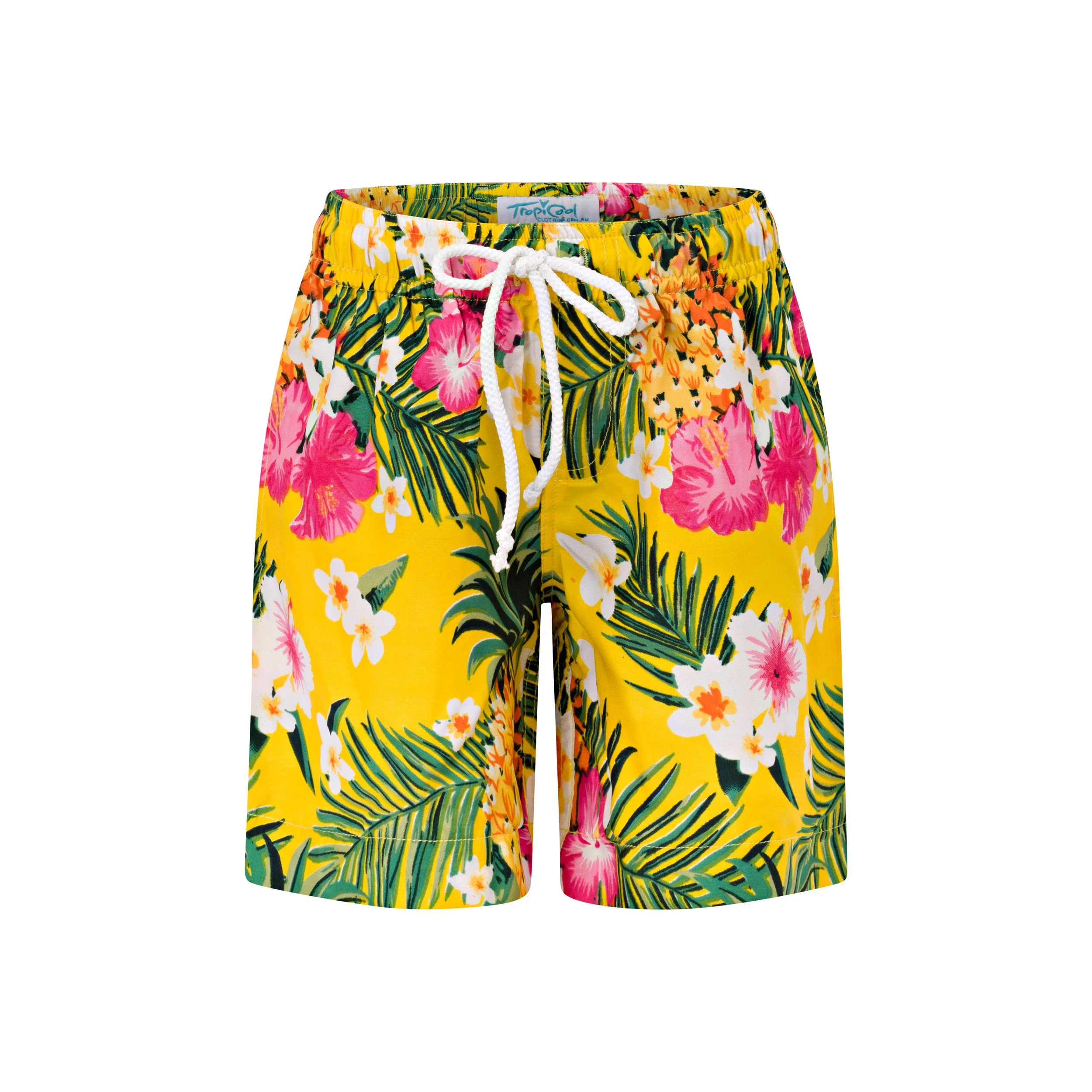 Aloha Yellow Adult Hawaiian Shirt and Shorts Set - Image 3