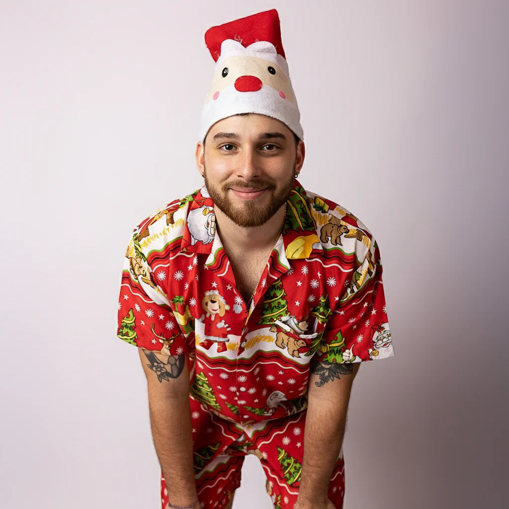 Happy Santa Red Adult Shirt - Image 4