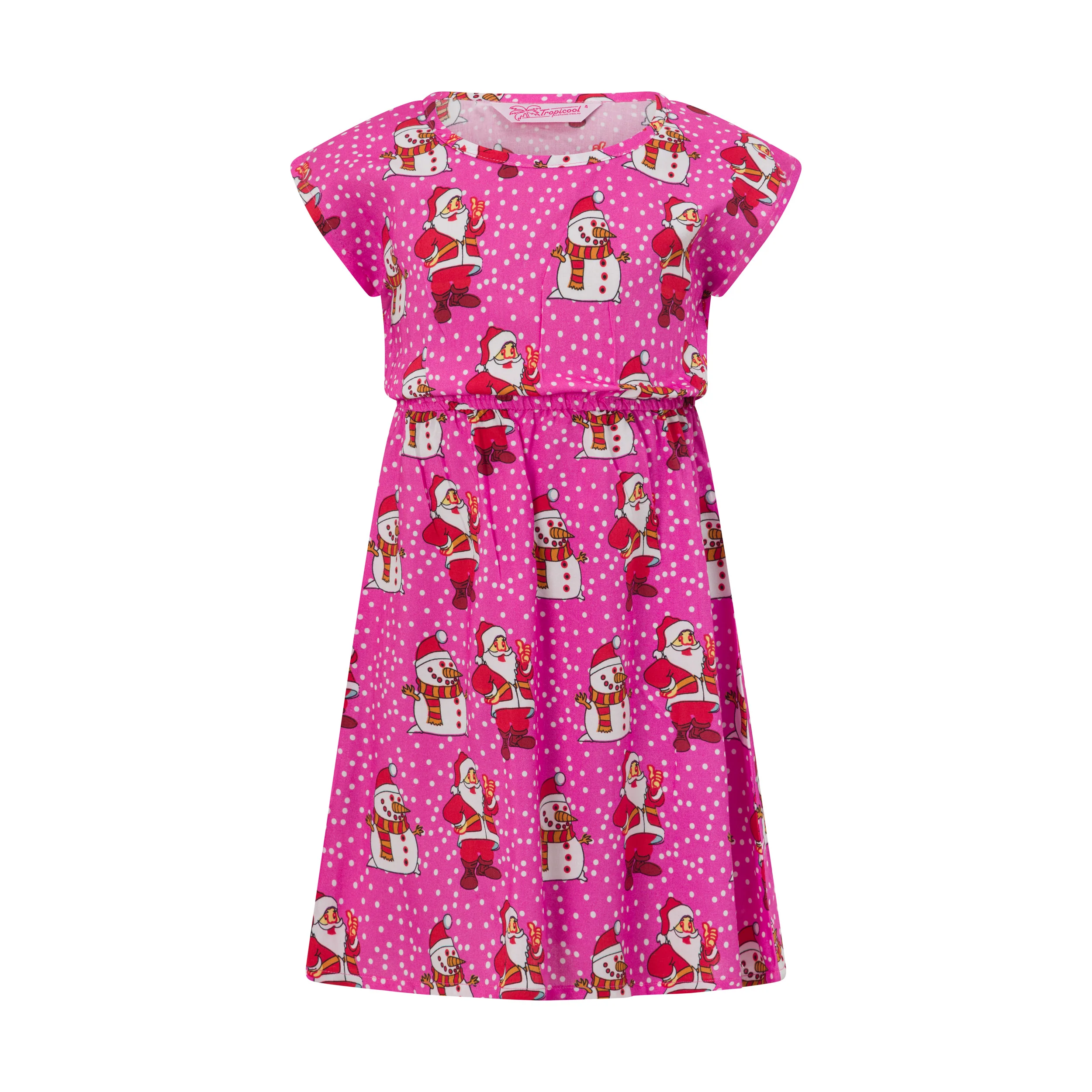 Santa Polka Pink Christmas Kid's Holly Dress - Image 3