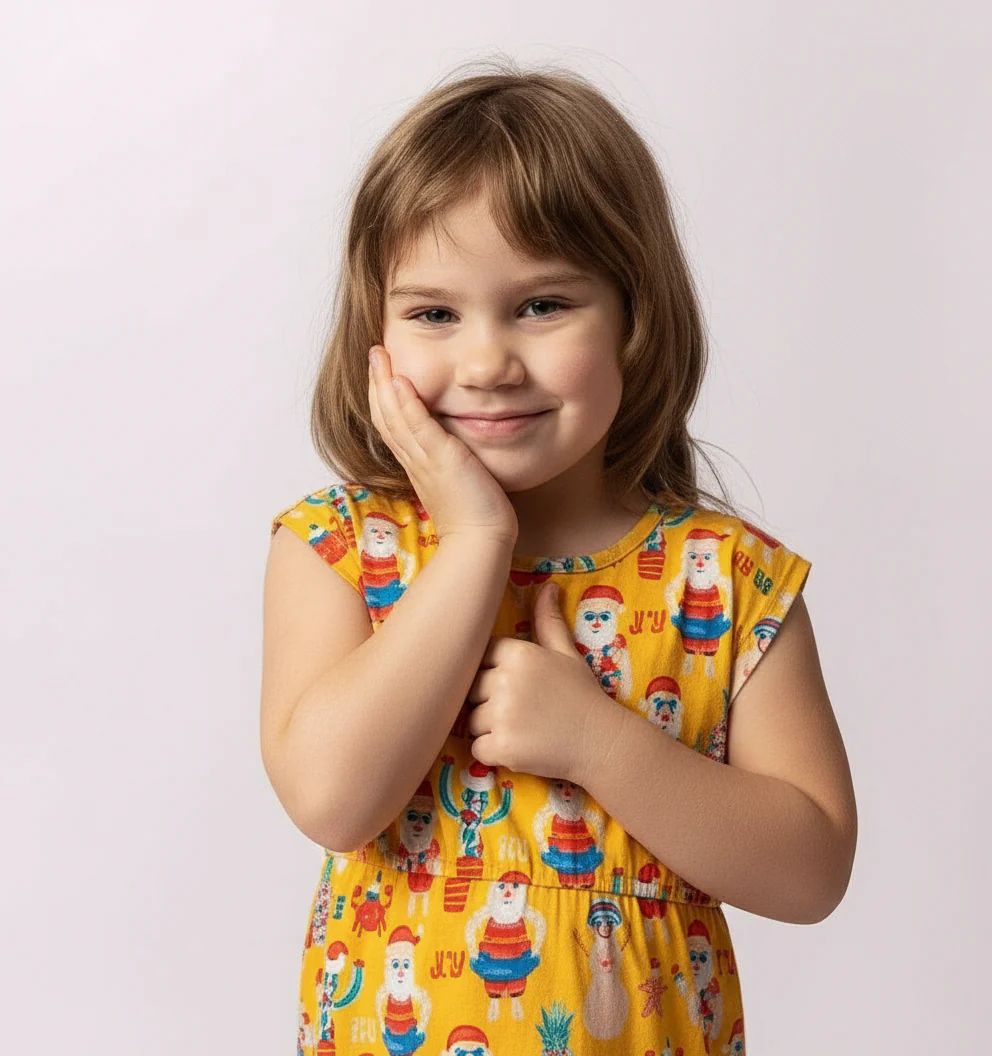 Santa Beach Holiday Christmas Kid's Holly Dress - Image 4